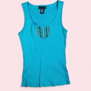 Apostrophe Y2K Blue Rhinestone and Sequins Tank Top‎